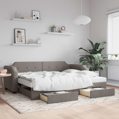 Juroupi Tagesbett Ausziehbar mit Schubladen Bett Mit Stauraum Tagesbett Bett Mit Schubladen Schubladenbett Taupe 90x200 cm Stoff - 3197673 Juroupi Tagesbett Ausziehbar mit Schubladen Bett Mit Stauraum Tagesbett Bett Mit Schubladen Schubladenbett Taupe 90x200 cm Stoff - 3197673 von Juroupi