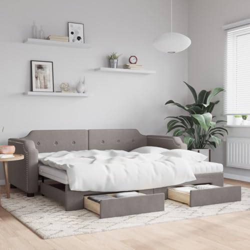 Juroupi Tagesbett Ausziehbar mit Schubladen Bett Mit Stauraum Tagesbett Bett Mit Schubladen Schubladenbett Taupe 90x200 cm Stoff - 3197691 Juroupi Tagesbett Ausziehbar mit Schubladen Bett Mit Stauraum Tagesbett Bett Mit Schubladen Schubladenbett Taupe 90x200 cm Stoff - 3197691 von Juroupi