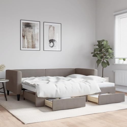 Juroupi Tagesbett Ausziehbar mit Schubladen Taupe 90x200 cm Tagesbett Ausziehbar Bett Mit Stauraum Bett Zum Ausziehen Bett Mit Schubladen Stoff - 3196617 Juroupi Tagesbett Ausziehbar mit Schubladen Taupe 90x200 cm Tagesbett Ausziehbar Bett Mit Stauraum Bett Zum Ausziehen Bett Mit Schubladen Stoff - 3196617 von Juroupi