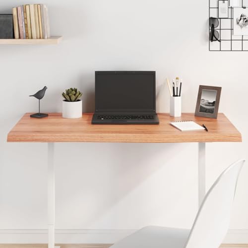 Juroupi Tischplatte Schreibtischplatte Table Top Gartentischplatte Tischplatte Hellbraun 100x60x(2-4) cm Massivholz Eiche Behandelt von Juroupi