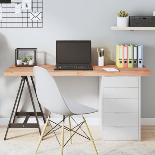 Juroupi Tischplatte Schreibtischplatte Table Top Gartentischplatte Tischplatte Hellbraun 140x60x(2-4) cm Massivholz Eiche Behandelt von Juroupi
