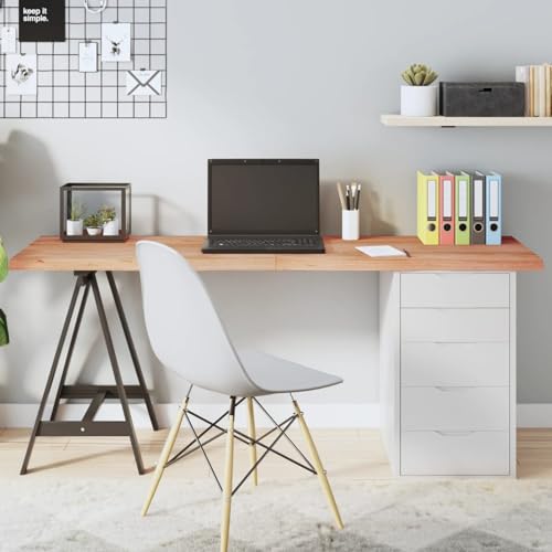 Juroupi Tischplatte Schreibtischplatte Table Top Gartentischplatte Tischplatte Hellbraun 160x50x(2-4) cm Massivholz Eiche Behandelt von Juroupi