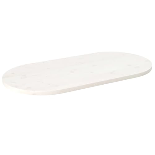 Juroupi Tischplatte Schreibtischplatte Table Top Gartentischplatte Tischplatte Weiß 90x45x2,5 cm Massivholz Kiefer Oval von Juroupi