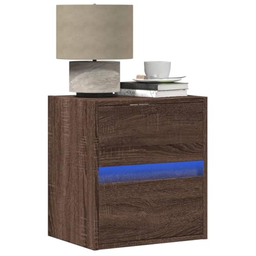 Juroupi Wand-Nachttische mit LED-Leuchten 2 STK. Nachttisch HäNgend Bedside Table Sideboard HäNgend Wandtisch Nachttisch Braun Eichen-Optik - 3307974 von Juroupi