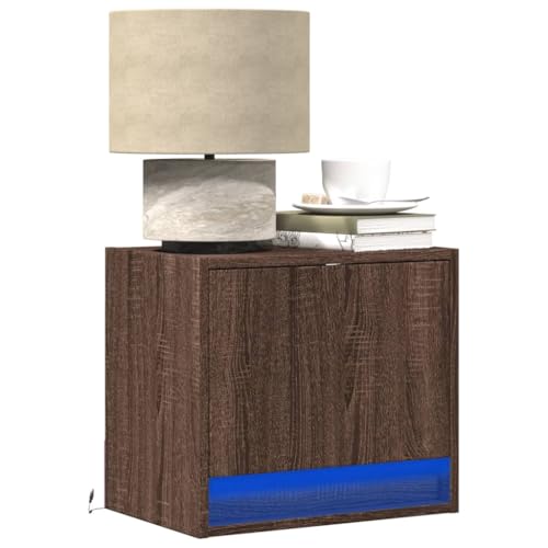 Juroupi Wand-Nachttische mit LED-Leuchten 2 STK. Nachttisch HäNgend Bedside Table Sideboard HäNgend Wandtisch Nachttisch Braun Eichen-Optik - 852088 von Juroupi