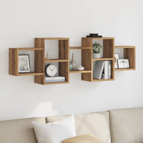 Juroupi Wandregal Regal Wand Wall Shelf Schwebendes Regal Wandregale KüChenregal Wand Artisan-Eiche 129x18x42 cm Holzwerkstoff von Juroupi