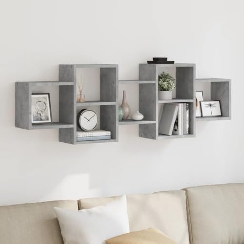 Juroupi Wandregal Regal Wand Wall Shelf Schwebendes Regal Wandregale KüChenregal Wand Betongrau 129x18x42 cm Holzwerkstoff von Juroupi