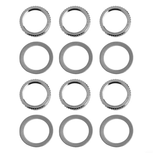 6-teiliges Gitarren-Potentiometer-Mutter- und Unterlegscheiben-Set für Lautstärke und Klangregelung, perfekt für Gitarrenreparaturen (Silber) von Jurtmy