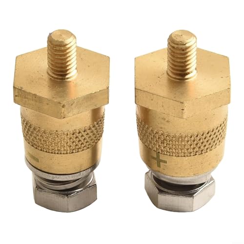 Batterieklemmen-Adapter-Set M6 männlich und M8 weiblich Messing für effiziente Stromübertragung (M6 mit Schrauben) von Jurtmy