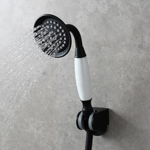 Duschkopf mit Handbrause, Edelstahl, Antik-Handbrause, wassersparend, goldfarben, Universal-Handbrause für niedrigen Wasserdruck (schwarz) von Jurtmy