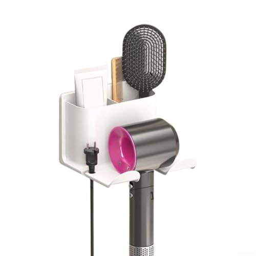 Efficient Hair Dryer Storage Rack Punch Wall Mount Bracket for Styling Tools (White) von Jurtmy