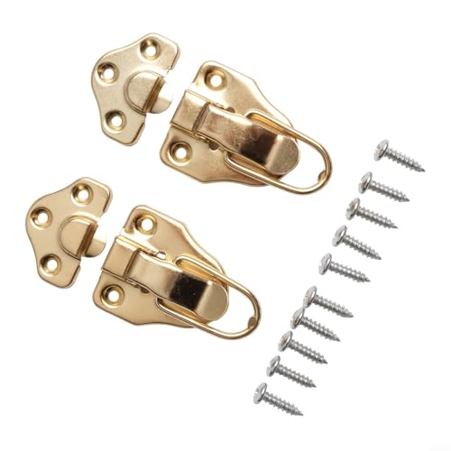 Knebelverschluss aus Eisen im antiken Entenschnabel-Stil für Gitarrenkoffer mit Schrauben, geeignet für Werkzeugkästen, Schmuckschatullen und Retro-Holzkisten (Gold) von Jurtmy