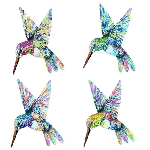 Metall Kolibri Wanddekoration für den Innen- und Außenbereich mit rostbeständiger Lackierung, 3D-visueller Effekt verschönert Wohnzimmer, Veranda, Schlafzimmer oder Büro (gelb) von Jurtmy