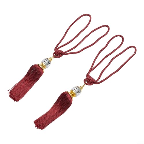 Raffhalter aus Seil mit eleganten Quasten und Perlen-Design zur Verbesserung der Ästhetik des Zuhauses (Burgunderrot) von Jurtmy
