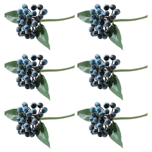 Schöne künstliche Beeren aus Schaumstoff, 5 oder 6 Zweige für warme Atmosphäre zu Hause und Veranstaltungen (blau) von Jurtmy