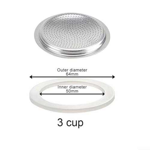 Silikon-Ersatzdichtung für Mokka für Kaffeekanne, unverzichtbar für perfektes Brauen (2 Tassen + Sieb) von Jurtmy