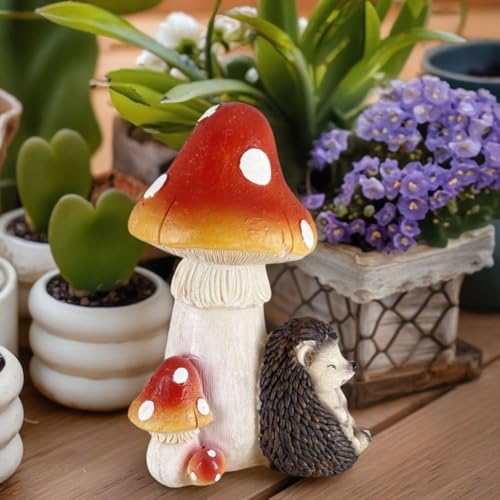 Wetterfeste Gartenfigur aus Kunstharz mit Pilz und Igel, Bonsai-Statue, geeignet für verschiedene Garten- und Landschaftsgestaltungen Wetterfeste Gartenfigur aus Kunstharz mit Pilz und Igel, Bonsai-Statue, geeignet für verschiedene Garten- und Landschaftsgestaltungen von Jurtmy