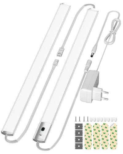 Unterbauleuchte küche LED Dimmbar, 40CM Schrankbeleuchtung Mit Hand-Sweep Sensor, 3 Farbmodi Unterschrank Beleuchtung küche 2700/4000/6500K, LED leiste Nachtlicht für Werkbank,Kleiderschran (2) von JusLaco