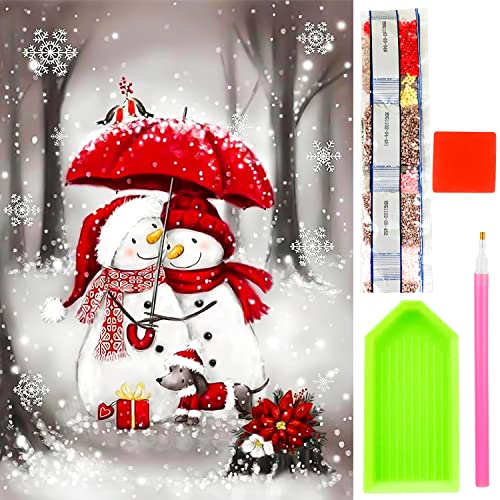 Diamond Painting Weihnachten,Jusduit 5D Diamond Painting Set Full Bilder Schneemann Diamond Painting Winter,Lustige Geschenke Weihnachten Paint With Diamonds für Home Küche Hotel Salon Wand (30x40CM) von Jusduit