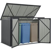 Juskys - 3er Mülltonnenbox Namur 3 x 120 Liter Tonnen - 2 m² - 2 große Türen - Metall Mülltonnenverkleidung Müllbox Müllhaus Aufbewahrungsbox von Juskys