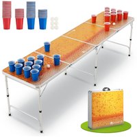 Beer Pong Tisch Piwo - Bier Trinkspiel Set Becher Bälle - klappbar Bierpongtisch Beerpong Bierpong Spiel - Gelb, Orange - Juskys von Juskys