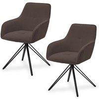 Drehstuhl Clyde 2er Set mit Armlehne - Stoff Bezug - Esszimmerstuhl modern - Polsterstuhl Esszimmer - 120 kg belastbar - Stuhl Cord Braun - Juskys von Juskys