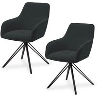 Drehstuhl Clyde 2er Set mit Armlehne - Stoff Bezug - Esszimmerstuhl modern - Polsterstuhl Esszimmer - 120 kg belastbar - Stuhl Cord Dunkelgrau von Juskys