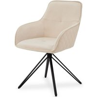Drehstuhl Clyde mit Armlehne - Stoff Bezug - Esszimmerstuhl modern - Polsterstuhl Esszimmer - 120 kg belastbar - Stuhl Samt Beige - Juskys von Juskys