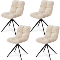 Juskys - Drehstuhl Dallas 4er Set - Esszimmerstühle drehbar, Stoff Bezug - Stuhl bis 120 kg belastbar - Stühle Esszimmer, Esszimmerstuhl Samt Beige von Juskys