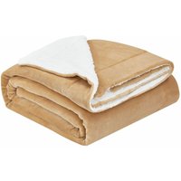 Fleecedecke mit Sherpa - flauschig, warm, waschbar - Decke / Plaid für Bett und Couch - Tagesdecke, Kuscheldecke - 150x200 cm - Camel - Juskys von Juskys