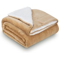 Fleecedecke mit Sherpa - flauschig, warm, waschbar - Decke / Plaid für Bett und Couch - Tagesdecke, Kuscheldecke - 150x200 cm - Camel - Juskys von Juskys