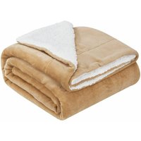 Juskys - Fleecedecke mit Sherpa - flauschig, warm, waschbar - Decke / Plaid für Bett und Couch - Tagesdecke, Kuscheldecke - 220x240 cm - Camel von Juskys