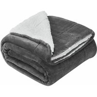 Juskys - Fleecedecke mit Sherpa - flauschig, warm, waschbar - Decke / Plaid für Bett und Couch - Tagesdecke, Kuscheldecke - 220x240 cm - Dunkelgrau von Juskys