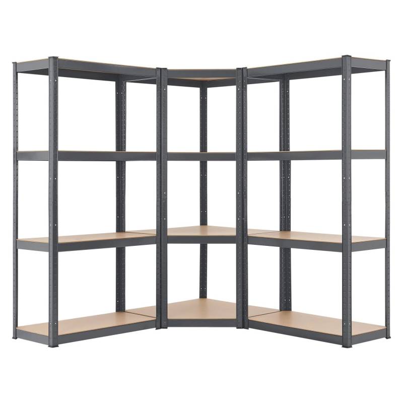 Juskys 3er Regalsystem 1 Corner und 2 Easy Insgesamt 12 Böden mit 960 kg Tragkraft Grau von Juskys