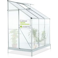 Juskys - Aluminium Anlehn-Gewächshaus 2,4 m² – Treibhaus mit Schiebetür, Fenster zum Lüften & Stahl-Fundament – stabiles Pflanzenhaus für Garten von Juskys