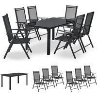 Juskys Aluminium Gartengarnitur Milano - Gartenmöbel Set mit Tisch und 6 Stühlen – Dunkel-Grau mit schwarzer Kunstfaser - Alu Sitzgruppe Balkonmöbel von Juskys