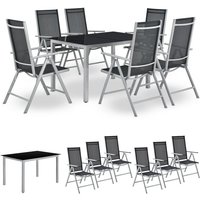 Aluminium Gartengarnitur Milano - Gartenmöbel Set mit Tisch und 6 Stühlen – Silber-Grau mit schwarzer Kunstfaser - Alu Sitzgruppe Balkonmöbel - Juskys Aluminium Gartengarnitur Milano - Gartenmöbel Set mit Tisch und 6 Stühlen – Silber-Grau mit schwarzer Kunstfaser - Alu Sitzgruppe Balkonmöbel - Juskys von Juskys