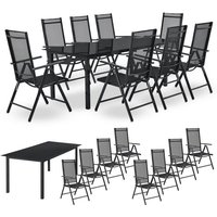 Aluminium Gartengarnitur Milano - Gartenmöbel Set mit Tisch und 8 Stühlen – Dunkel-Grau mit schwarzer Kunstfaser - Alu Sitzgruppe Balkonmöbel - Juskys von Juskys