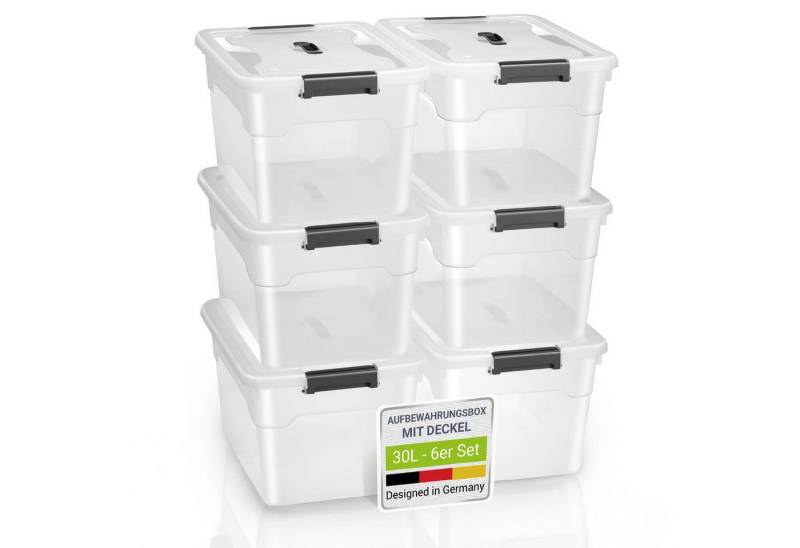 Juskys Aufbewahrungsbox (6 St), stabil, verschließbar und pflegeleicht von Juskys