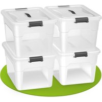 Juskys - Aufbewahrungsbox mit Deckel - Kunststoff Boxen groß, stapelbar, transparent - Box Aufbewahrung Aufbewahrungsboxen - 4er Set mit je 30L von Juskys