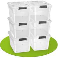 Juskys - Aufbewahrungsbox mit Deckel - Kunststoff Boxen groß, stapelbar, transparent - Box Aufbewahrung Aufbewahrungsboxen - 6er Set mit je 45L von Juskys