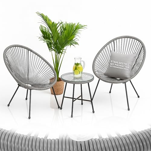 Juskys Balkonmöbel Set Ostana 3-teilig - Tisch & 2 Sessel - stilvolle Sitzgruppe für Balkon, Terrasse & Garten - Gartenmöbel Balkonset Hellgrau Juskys Balkonmöbel Set Ostana 3-teilig - Tisch & 2 Sessel - stilvolle Sitzgruppe für Balkon, Terrasse & Garten - Gartenmöbel Balkonset Hellgrau von Juskys