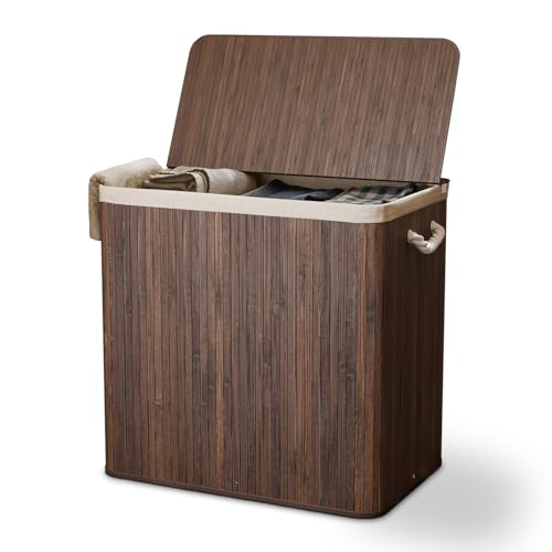 Juskys Bambus Wäschekorb Curly Braun 150L - Hygienischer Wäschekorb mit Deckel, Tragegriff & Wäschesack - 3 Fächer - Natürliche Bambus Optik Juskys Bambus Wäschekorb Curly Braun 150L - Hygienischer Wäschekorb mit Deckel, Tragegriff & Wäschesack - 3 Fächer - Natürliche Bambus Optik von Juskys