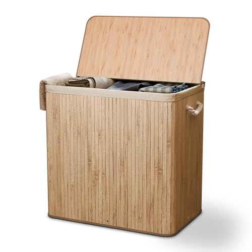 Juskys Bambus Wäschekorb Curly Natur 150L - Hygienischer Wäschekorb mit Deckel, Tragegriff & Wäschesack - 3 Fächer - Natürliche Bambus Optik Juskys Bambus Wäschekorb Curly Natur 150L - Hygienischer Wäschekorb mit Deckel, Tragegriff & Wäschesack - 3 Fächer - Natürliche Bambus Optik von Juskys
