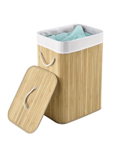 Juskys Bambus Wäschekorb Curly Natur 72L - Hygienischer & Faltbarer Wäschekorb mit Deckel, Tragegriff & Wäschesack - Natürliche Bambus Optik Juskys Bambus Wäschekorb Curly Natur 72L - Hygienischer & Faltbarer Wäschekorb mit Deckel, Tragegriff & Wäschesack - Natürliche Bambus Optik von Juskys