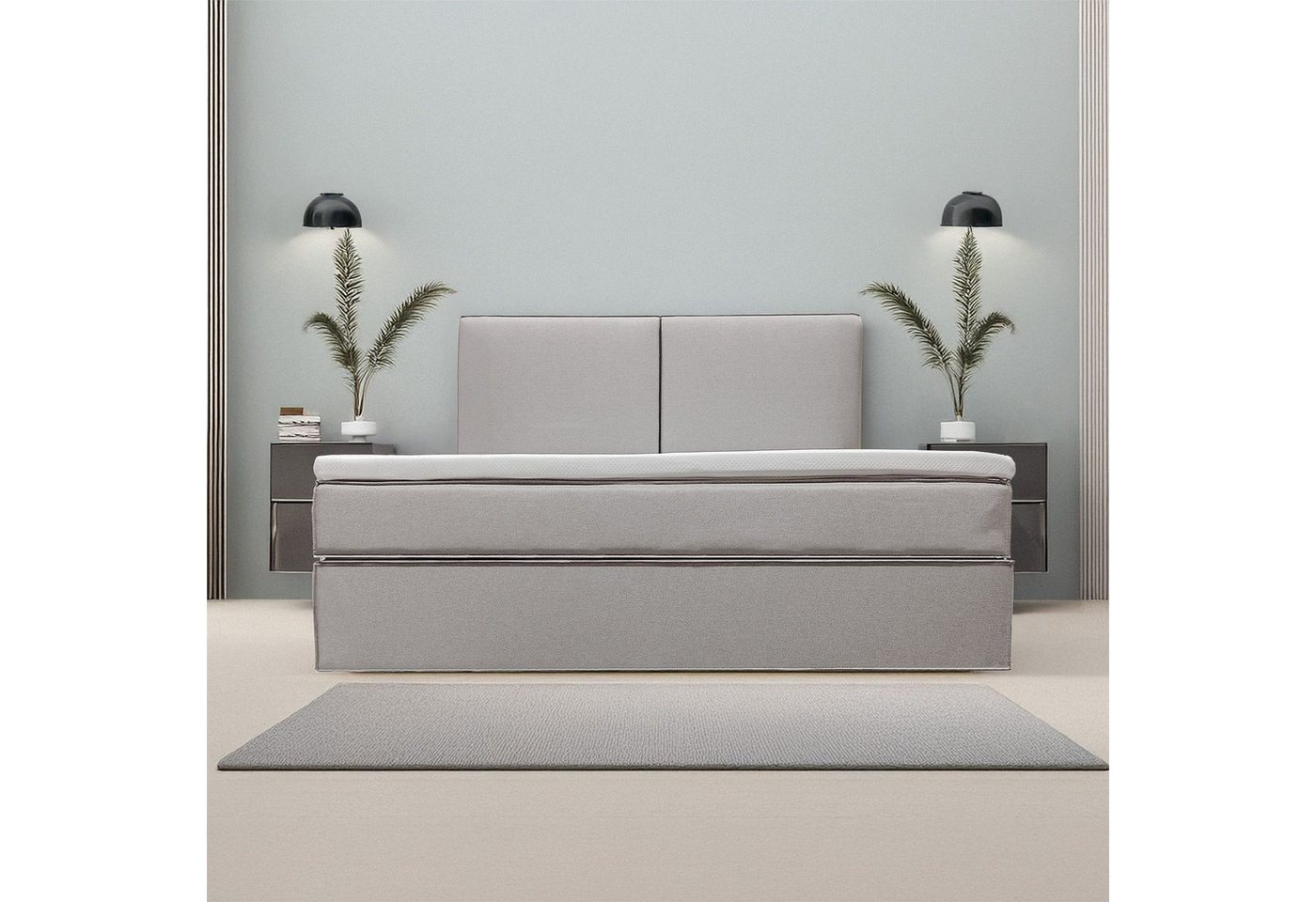 Juskys Boxspringbett Detroit, inklusive Topper, angenehme Einstiegshöhe, Chenille Stoff Juskys Boxspringbett Detroit, inklusive Topper, angenehme Einstiegshöhe, Chenille Stoff von Juskys