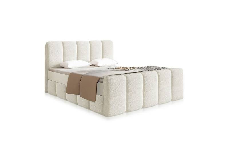 Juskys Boxspringbett Manitoba, Bett mit Federkernmatratze, Topper und gepolstertem Kopfteil von Juskys
