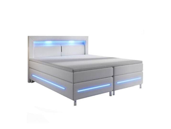 Juskys Boxspringbett Norfolk 140 x 200 cm – LED Beleuchtung, Bonell-Matratzen & Topper - weiß Juskys Boxspringbett Norfolk 140 x 200 cm – LED Beleuchtung, Bonell-Matratzen & Topper - weiß von Juskys