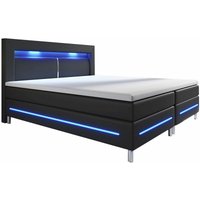 Juskys Boxspringbett Norfolk – LED Beleuchtung, Bonell-Matratzen, Topper & Kunstleder – 66 cm Komforthöhe – Bett Einzelbett 140 x 200 cm – schwarz Juskys Boxspringbett Norfolk – LED Beleuchtung, Bonell-Matratzen, Topper & Kunstleder – 66 cm Komforthöhe – Bett Einzelbett 140 x 200 cm – schwarz von Juskys