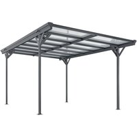 Carport 5x3 m Dunkelgrau- Überdachung aus Aluminium mit Doppelstegplatten - Unterstand für Autos - freistehende Montage - mit Flachdach - Juskys von Juskys